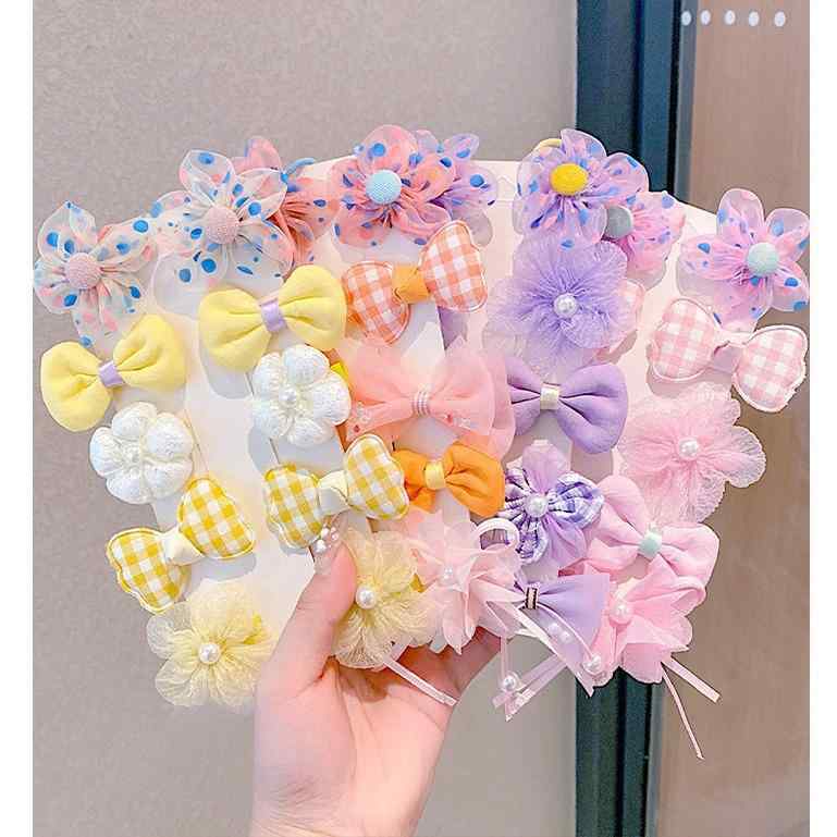 ヘアピン キッズ 女の子 10点セット ヘアアクセサリー 前髪クリップ 髪留め 髪飾り リボン 花 布製 痛くない かわいい