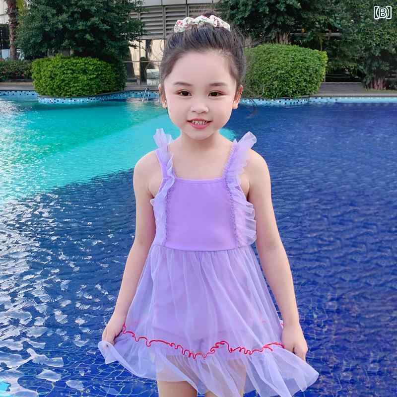 水着 女の子 キッズ ワンピース チュールスカート オールインワン かわいい スイム...