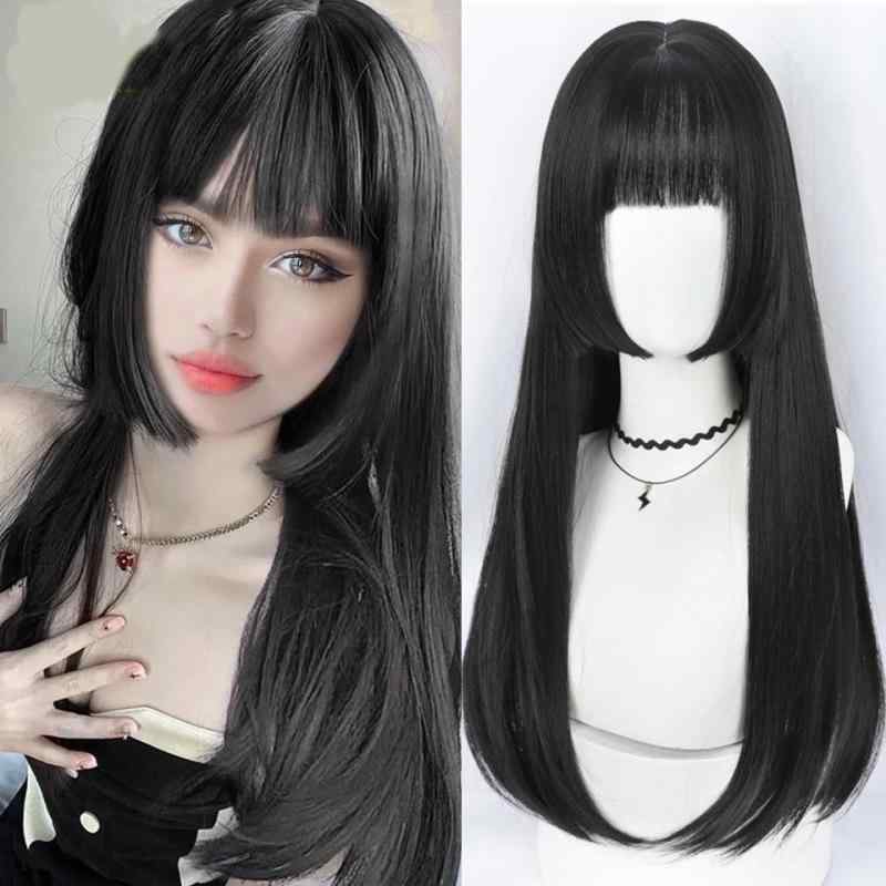 ウィッグ レディース ロング ストレート クラゲカット 姫カット フル...