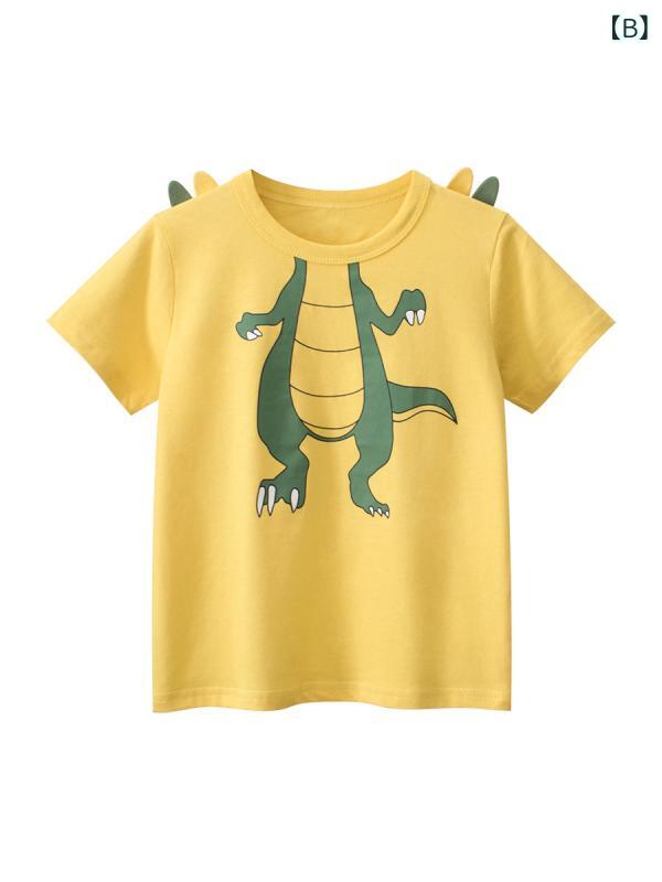 Tシャツ キッズ 男の子 春夏 コットン素材 丸首 半袖 カットソー 子供服 カジュアル トップス プリント キャラクター 快適 肌に優しい - 3