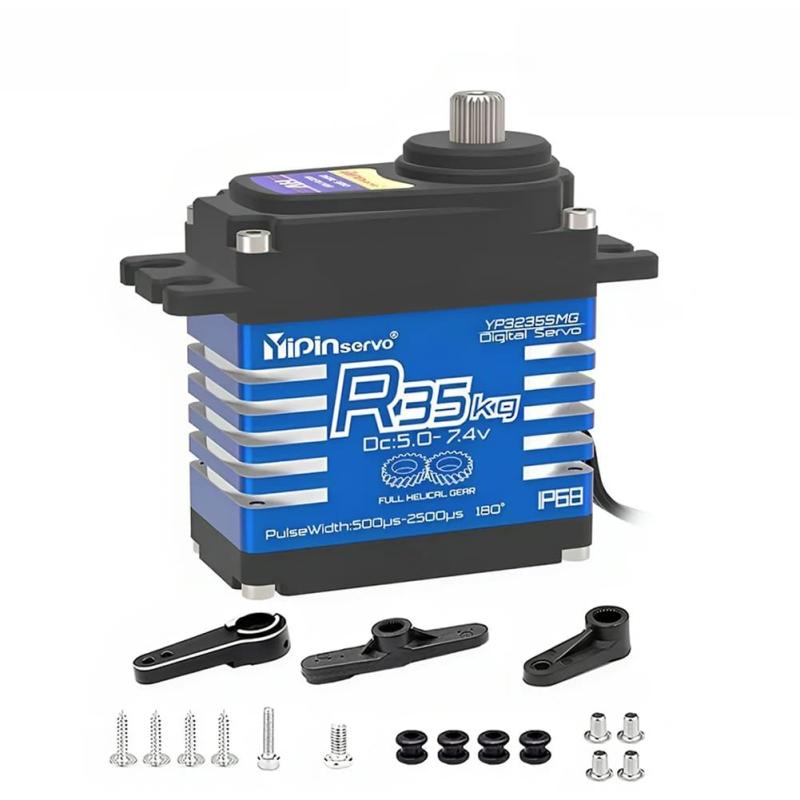 35kg IP68 防水 Rサーボモーター デジタルサーボ 7.4V 180/270度 高トルグスチールヘリカルギア 25Tサーボアーム付き 1/8 1/10 車用