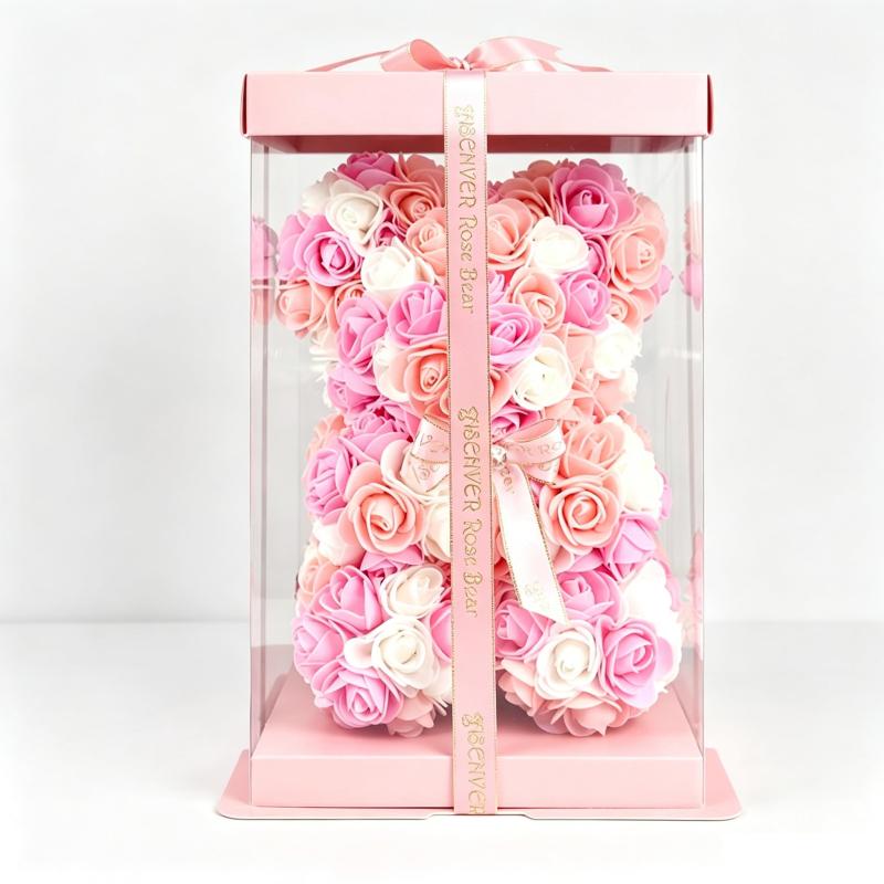 ローズベア 母の日 枯れ花 造花 ぬいぐるみ インテリア 誕生日 バレンタインデー クリスマス 元旦 新年 プレゼント デコレーション 箱付き