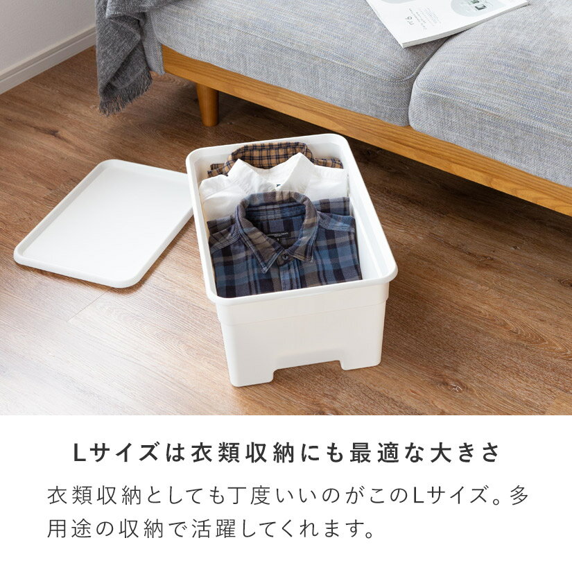 フタ付きプラスチック収納ボックス おもちゃ収納 衣類収納 （L）　幅35×奥50×高さ2...