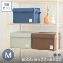 収納ボックス M ストレリアナチュレ 2個セット フタ付き 持ち手付き 収納ケース 衣類収納 おしゃれ 布製 幅33×奥行22×高さ22 最短翌日出荷 BOX-KUP0038ST2