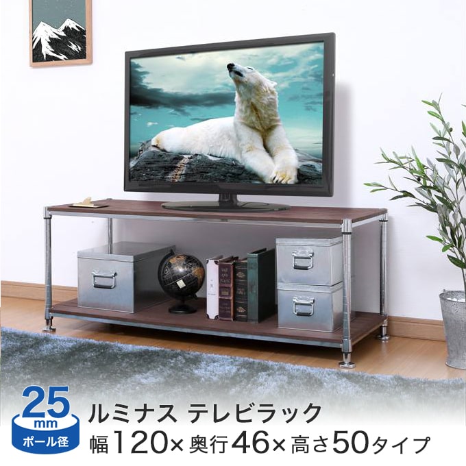 楽天フロアーズ※ブラウンのみ廃番※スチールラック ルミナス ラック 送料無料 [25mm] 木製棚テレビ台 幅120 奥行46 高さ50 2段 幅121.5×奥行46×高さ47.5cm （ナチュラル） NTYPEE12