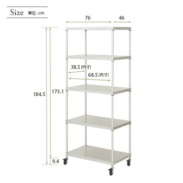 【送料無料】 防錆 ルミナス スチールラック ラック ルミナスプレミアムライン 全ソリッドシェルフ 5段 幅76 奥行46 高さ185 ZSH-76185 ポール径25mm