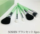 【月間優良ショップ受賞】 名入・ラッピング不可 中国製 メイクブラシセット 6本セット(緑軸)/chu-g6