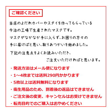 【即納/5枚入】洗って使えるタオルマスク 今治 布マスク