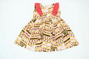 （定価3000円+税をSALE）la poche biscuit(ラ・ポシェ・ビスキュイ）イチゴサンドイッチ柄♪ワンピース（80cm、90cm、100cm、110cm、120cm）