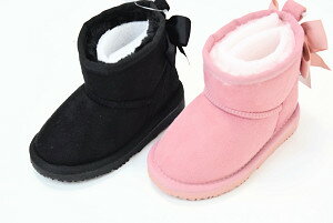 ハヤシ（2600円+税）おしゃれムートン風ブーツシューズ（リボン）(14cm、15cm、16cm、17cm、18cm、19cm..