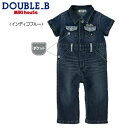 ※ダブルB（DOUBLE.B）mikihouse8オンスデニム半袖カバーオール（M、L）