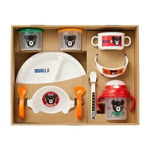 ダブルB(食器セット ベビーギフト)mikihouse DOUBLE.Bテーブルウェア食器セット(ミキハウスの包装紙でラッピングもOK)【楽ギフ_包装】【楽ギフ_のし宛書】(出産お祝い・お食い初め)電子レンジ対応・のし対応(送料込)