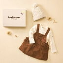 ミキハウス(HOTBISCUITS)ホットビスケッツコーデュロイジャンパースカート&Tシャツ&ニット帽セットBOX付(送料込)