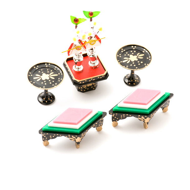 小道具 雛人形 ひな人形 コンパクト ちりめん 菱高三宝 菱餅(一対) 三宝 高坏(一対) 京都老舗 龍虎堂 リュウコドウ