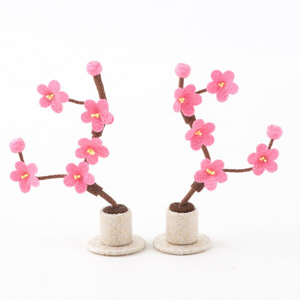 雛人形 ひな人形 小道具 ちりめん コンパクト 小さい ミニ ちりめん桃花飾り （小）一対 お雛様 ひな祭り 京都 京都老舗 龍虎堂 リュウコドウのサムネイル