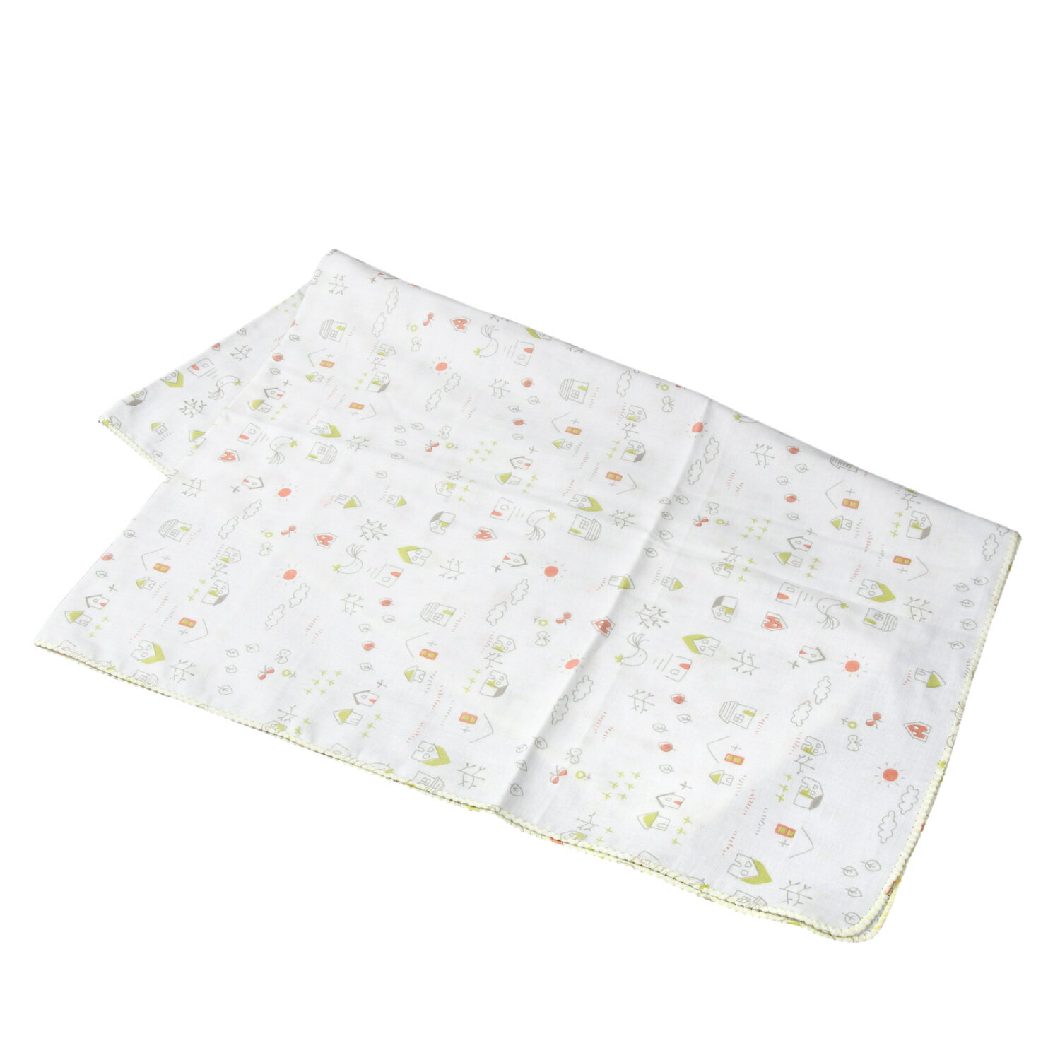 【日本製】綿100% ダブルガーゼバスタオル（ハウス柄）65×110cm　 GY-232　ベビー 赤ちゃん 沐浴　お風呂