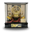 アクリルケース【25号】五月人形 徳川家康 金 25号着用兜ケース飾り 黒塗厚台 五月人形 端午の節句 兜飾り コンパクト飾り 着用兜