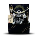 【収納台】五月人形 上杉謙信 ブロンズ 25号着用兜 収納飾り 黒/藍色 手描月 五月人形 端午の節句 兜飾り コンパクト飾り 着用兜