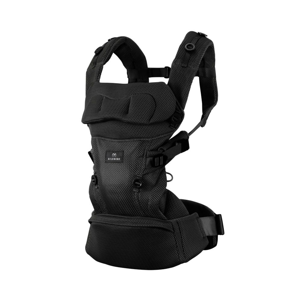 新生児対応 エールベベ・ベビーキャリア スリー ブラック BB900 メッシュ 対面抱っこ 前向き抱っこ おんぶ 新生児から使える腰ベルトタイプ 抱っこひも 3...