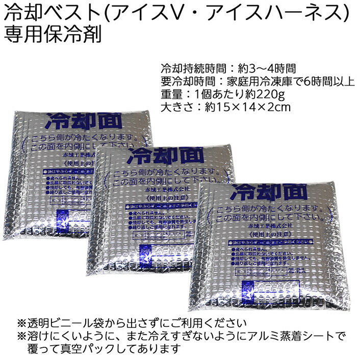 暑さ対策 熱中症対策グッズ 交換・予備用 アイスパック 3個×20セット(1BOX) 冷却ベスト アイスV・アイスハーネス兼用【保冷剤/冷却剤/氷/熱中症対策】