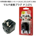 海外用電源変換マルチプラグ チコぷら TBA-WAT1 受け側2口 A B C SE O BFタイプ対応 定格10A/250V【海外旅行/旅行用品/充電/コンセント/変換プラグ/万能/電気】