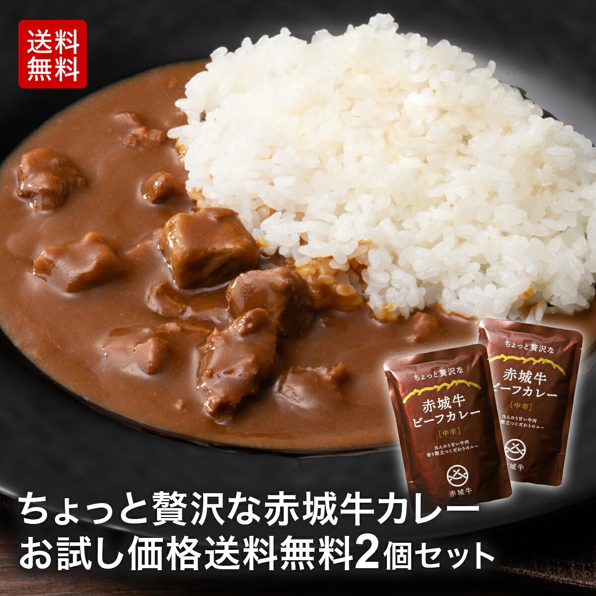 カレー ちょっと贅沢な 赤城牛 ビーフ カレー 中辛 (180gx2個) 国産牛 牛肉 レトルト ビーフカレー