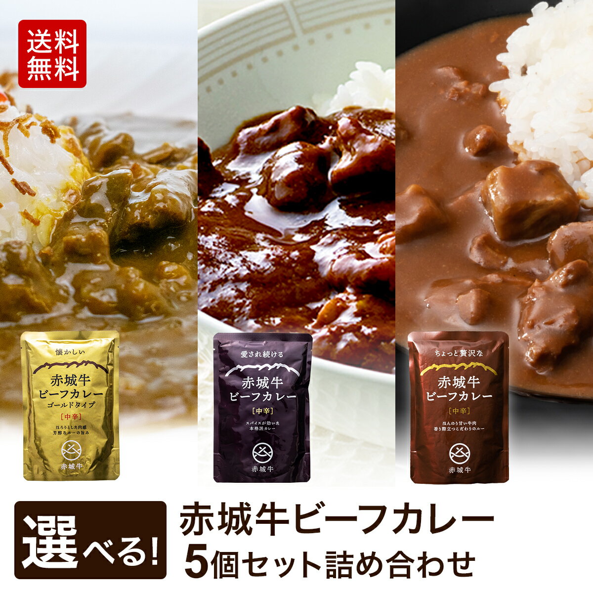 【P5倍 クーポンあり 11日1:59まで】赤城牛 レトルト ビーフカレー 赤城牛ビーフカレー選べる 5個 セット 5人前 送料無料 詰め合わせ お取り寄せ グルメ 赤城牛 肉 牛肉 国産牛 ギフト プレゼント お中元 お歳暮 お誕生日 出産祝い 入学祝い 母の日 父の日 内祝い 贈答のサムネイル