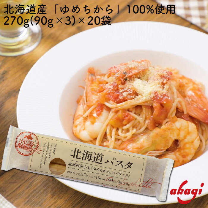 赤城食品 北海道パスタ 270g スパゲッティ パスタ 1.6mm 北海道産小麦使用 ゆめちから 乾麺 生パスタのような食感 もちもち 国産パスタ