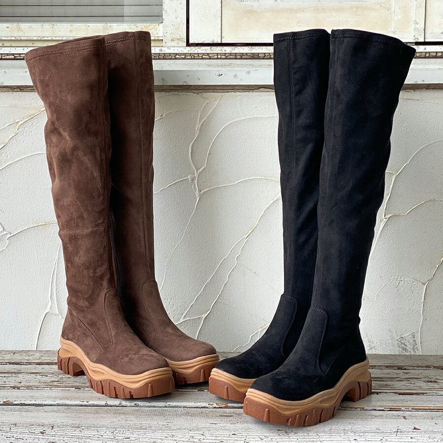 yuko imanishi+[ユウコイマニシプラス]/ENA/739003 ニーハイブーツ 厚底 ストレッチ カジュアル シンプル 靴 レディースのサムネイル