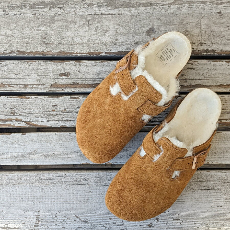 BIRKENSTOCK[ビルケンシュトック]/BOSTON SHEARLING[ボストン シアリング]/MINK[ミンク]/1001141 ナロー幅 幅狭 ブラウン キャメル クロッグ カジュアル 靴 レザー 本革 スエード ムートン レディース