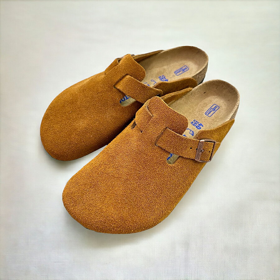 BIRKENSTOCK/BOSTON SFB/Mink/1009542 レギュラー幅 幅広 ブラウン キャメル アースカラー スエード シンプル カジュアルシューズ ソフトフットベッド レディース メンズ クロッグ 靴