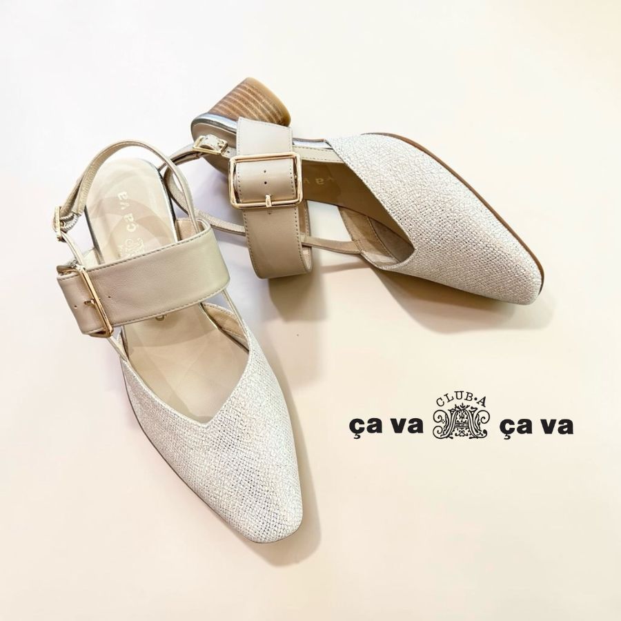 Square Toe - 2026春夏新作 cava cava サヴァサヴァ 1320741 パンプス バックバンド セレモニー パーティー レザー 本革 レディース 靴