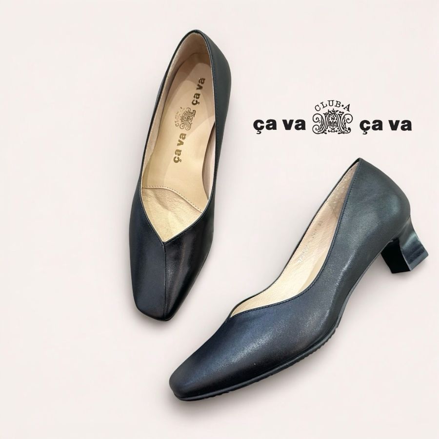 2026春夏新入荷 cava cava[サヴァサヴァ]/3720575 ブラックパンプス Vカット シンプル フォーマル 撥水 レイン 4cmヒール ハレの日 冠婚葬祭 入学式 卒業式 就活 就職活動 通勤 仕事 オフィス ビジネス痛くない 歩きやすい 黒 ブラック レザー 本革 レディース 靴