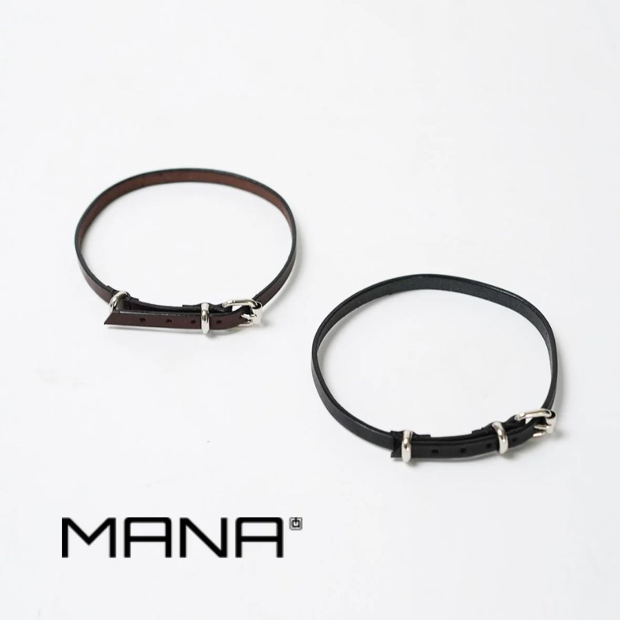 MANA[マナ]/550201 レザー チョーカー Leather Choker ブラック ブラウン 黒 茶 レザー 本革 レディースのサムネイル