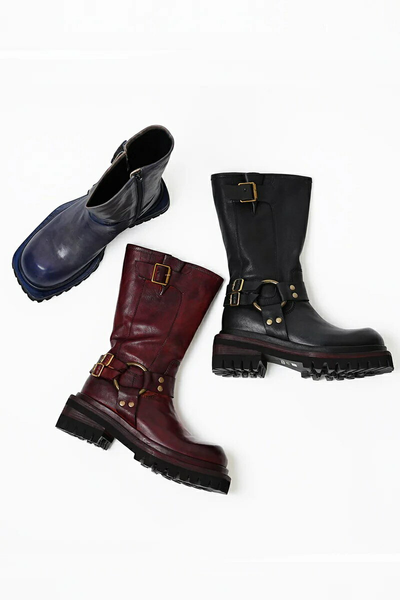 2025秋冬新作 MANA マナ/ 558033 ヴィンテージ・エンジニアブーツ ミリタリー エイジングレザー リング..