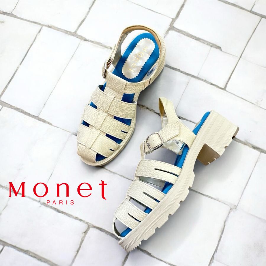 2026春夏新作 Monet モネ 881511 軽量 履きやすい グルカ サンダル 厚底 シューズ 靴 本革 レザー レディース