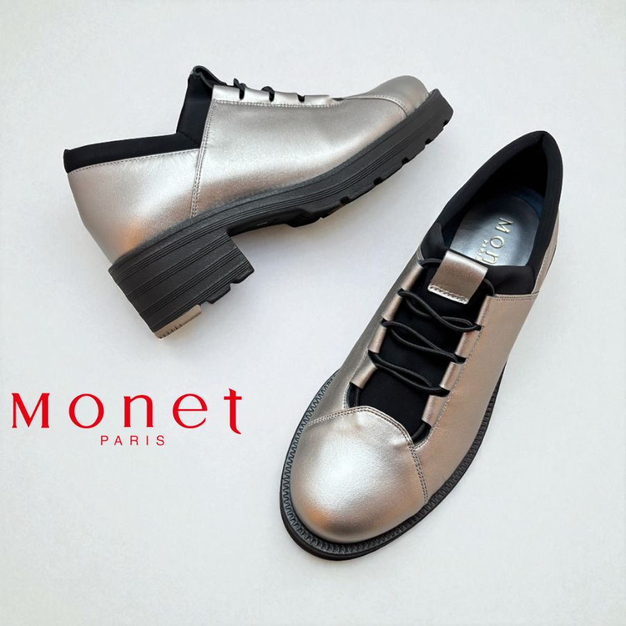 Monet モネ/883522 シューズ トラッド ヒール スリッポン 軽量 幅広 4E 本革 レザー 靴 レディース