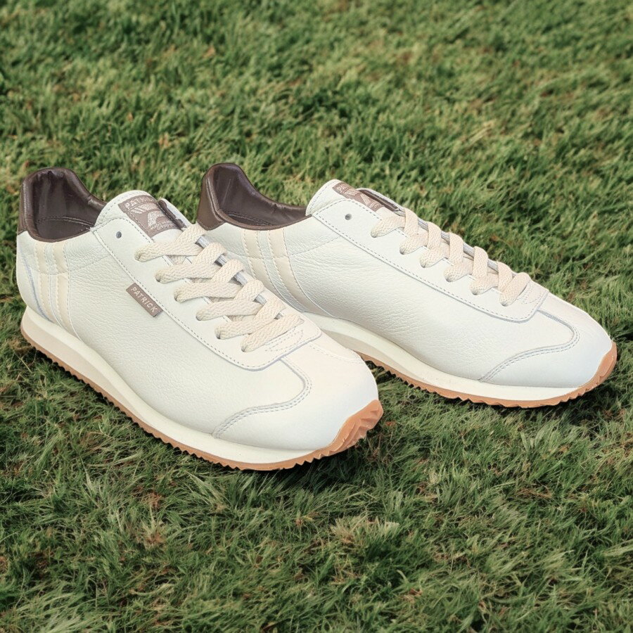 ヒモ通しお届け PATRICK[パトリック]/NEVADA II[ネバダ ツー]/ WH/CH[ホワイト/チョコ] /172500 スニーカー カジュアル シンプル ホワイト 白 ブラウン オールレザー シュリンク レザー 本革 靴 メンズ