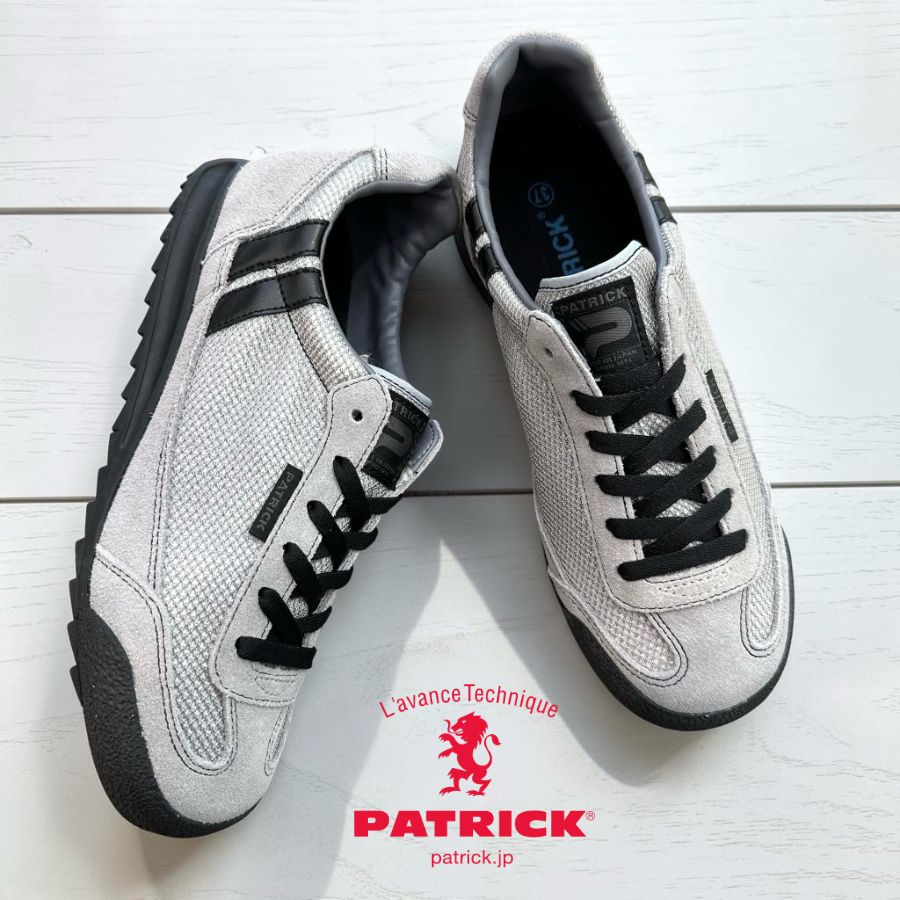 PATRICK[パトリック]/BRONX[ブロンクス]/ GY/BK [グレー/ブラック] /2604-J スニーカー カジュアル ナイロンメッシュ レザー 本革 靴 レディース メンズ ヒモ通しお届け