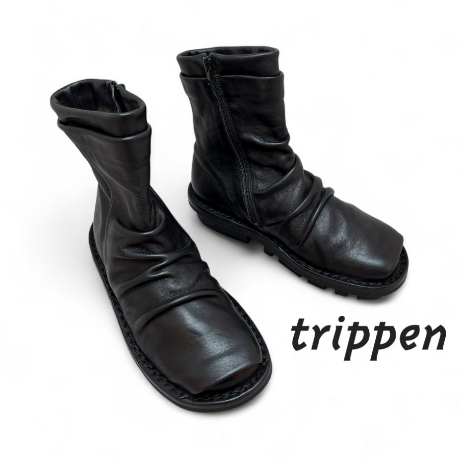 trippen[トリッペン]/JUICE-SAT252[ジュース]/BLK-BK TCソール ブーツ ショートブーツ 内側ジッパー ブラック 黒 シンプル レディース レザー 本革 靴のサムネイル