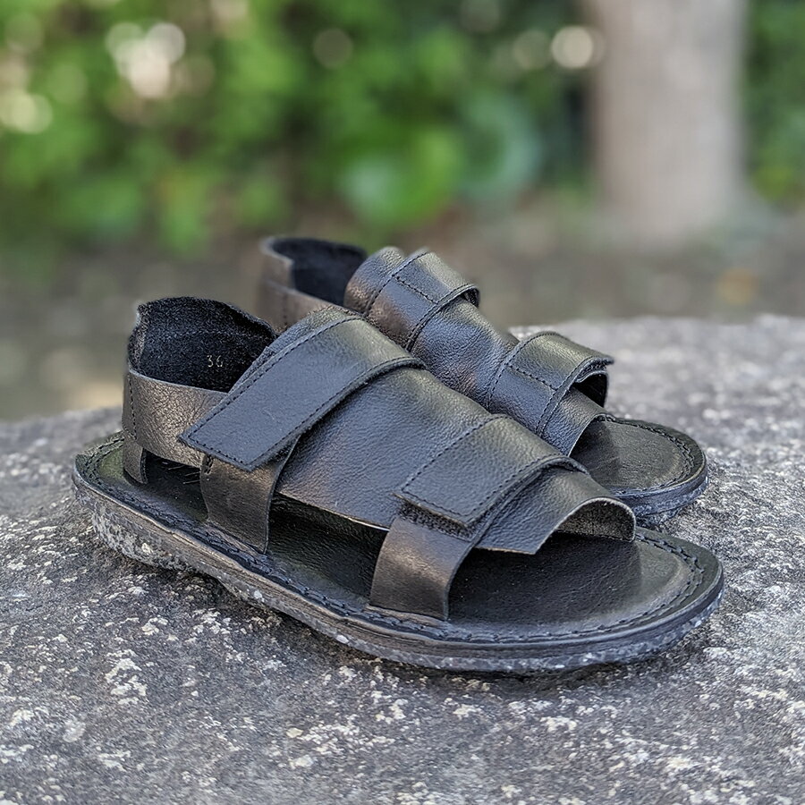 trippen[トリッペン]/CLEARCUT-T-B241[クリアカット]/BLK-GY サンダル バックストラップ ベルクロ シンプル ブラック 黒 レザー 本革 靴 レディースのサムネイル