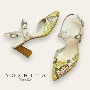 YOSHITO ヨシト/00103 パンプス バックバンド ストラップ パイソン きれいめ 履きやすい レザー 本革 靴 レディース