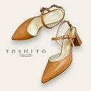 YOSHITO ヨシト/00103 パンプス バックバンド ストラップ キャメル ブラウン きれいめ 履きやすい レザー 本革 靴 レディース
