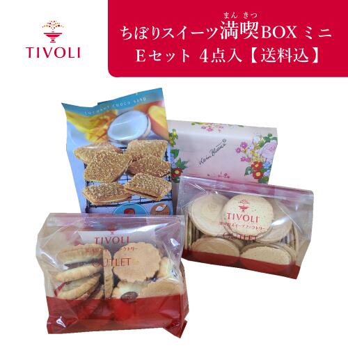 ちぼりスイーツ満喫BOX ミニ Eセット 4点入【送料込】【同梱不可】｜TIVOLI 菓子 洋菓子 焼菓子 クッキー フラワー フロランタン オレンジ ラズベリー ココナッツ マンゴー バナナ トロピカル チョコ ミルクチョコ ナッツ アーモンド ピスタチオ ココア アウトレット 訳アリのサムネイル