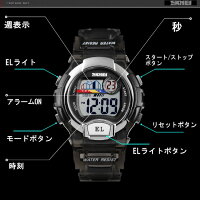 【メール便送料無料】キッズ&レディース★スケルトンデジタル腕時計【ブルー】透明/シリコンベルト/ウオッチ/かわいい子供用男の子女の子小学生小学校ボーイガール/卒業/入学/進学/進級/卒園/合格祝