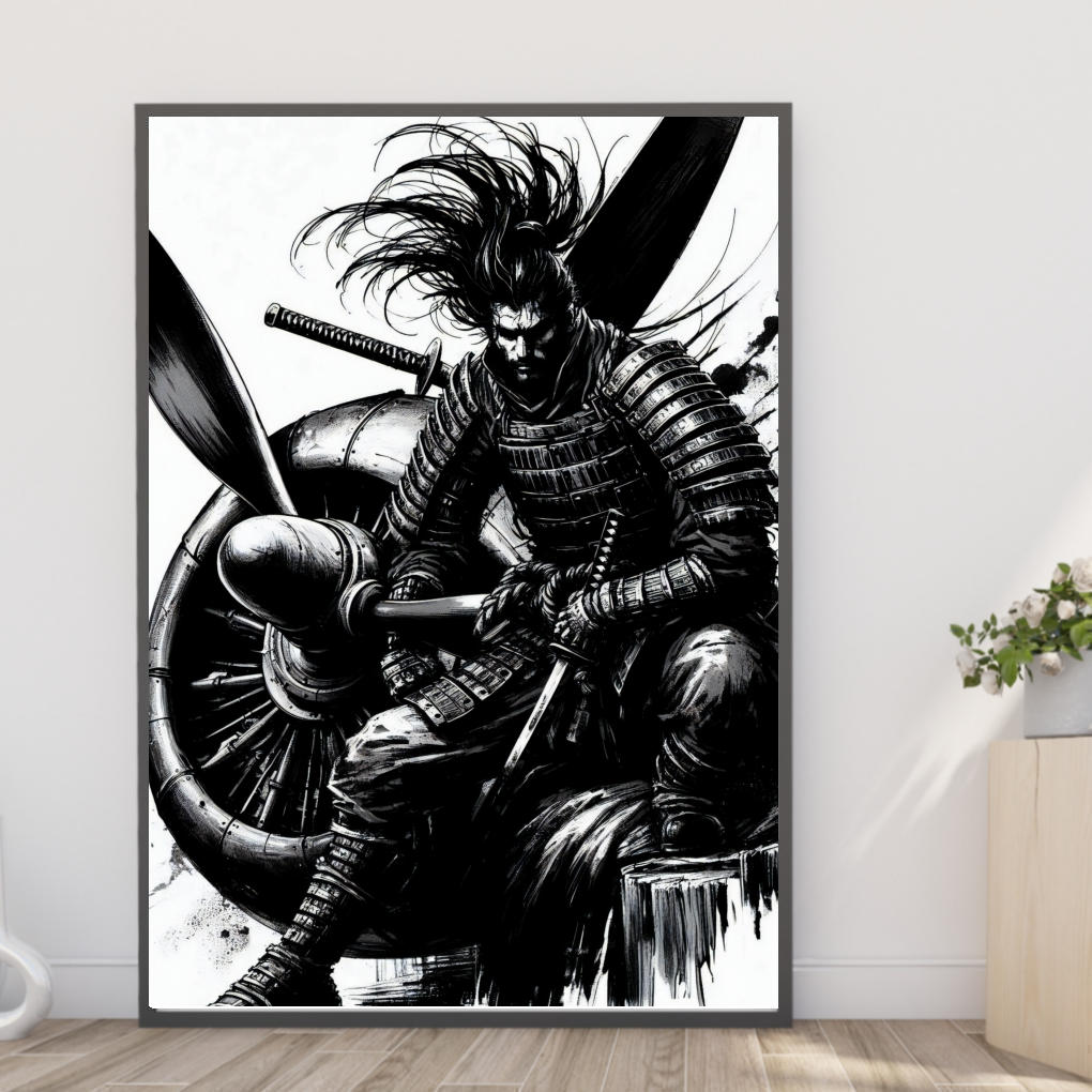 【送料無料】A4・A3ポスター【大和魂2681】【武士と戦闘機】武士 侍 忍者 将軍 SHOGUN 関ヶ原の戦い 真田広之 ラスト サムライ 時代劇 戦国武将 タイムスリッパー織田信長 豊臣秀吉 徳川家康 大河ドラマ 墨絵 水墨画 毛筆 イラスト アートポスター A4サイズ インテリア m1