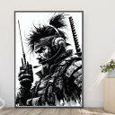 【送料無料】A4・A3ポスター【大和魂2681】【武士と無線通信】武士 侍 忍者 将軍 SHOGUN 関ヶ原の戦い 真田広之 ラスト サムライ 時代劇 戦国武将 織田信長 豊臣秀吉 徳川家康 大河ドラマ 墨絵 水墨画 毛筆 イラスト アートポスター A4サイズ インテリア m1(3)
