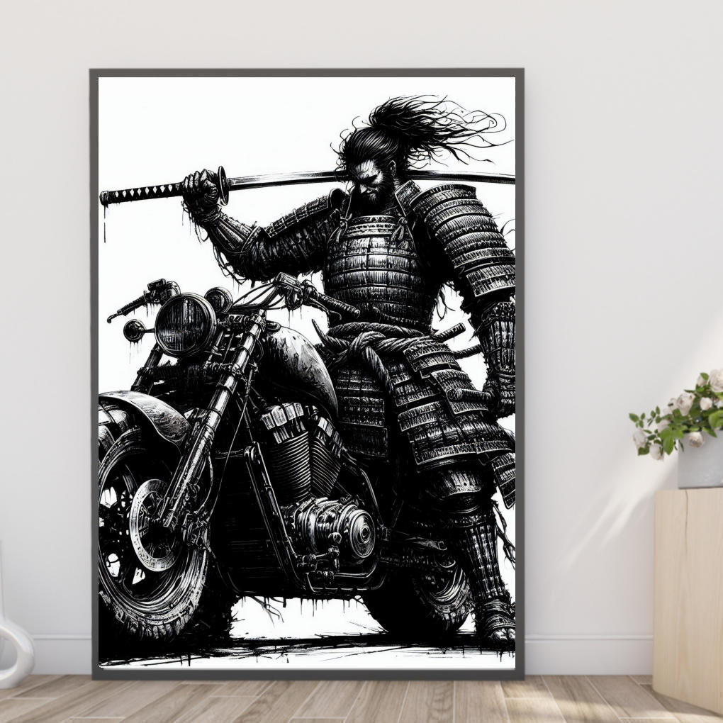 【送料無料】A4・A3ポスター【大和魂2681】【大太刀を持つ武士とバイク】武士 侍 忍者 将軍 SHOGUN 関ヶ原の戦い 真田広之 ラスト サムライ 時代劇 戦国武将 織田信長 豊臣秀吉 徳川家康 大河ドラマ 墨絵 水墨画 毛筆 イラスト アートポスター A4サイズ インテリア m1