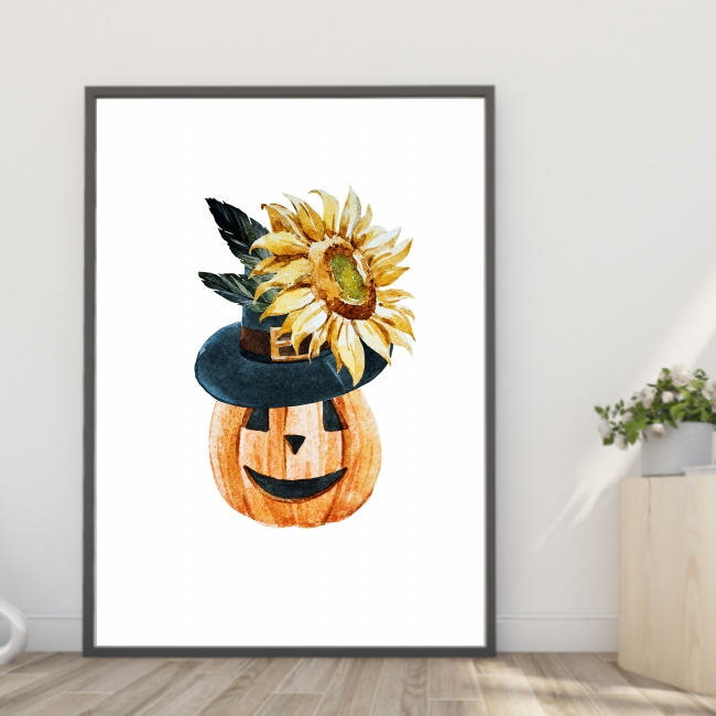 A4ポスター ハロウィーンやさしく笑うかぼちゃ インテリア ハロウィン 収穫祭 秋 かぼちゃ フォト 写真 A4・A3サイズ 巣ごもり生活 インスタグラム インスタ映え インテリア小物 飾り アート イラスト 壁飾り m1