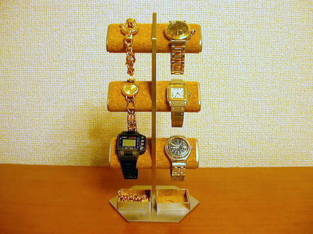 腕時計スタンド　6本掛けトレイ付き腕時計スタンド